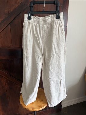 Madewell Cream Elastic-Ruffle Waist Pants